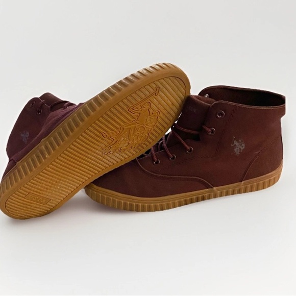 Us Polo Assn Burgandy Canvas Shoes Men’s Size 9.5 Casual Classy - Picture 1 of 12